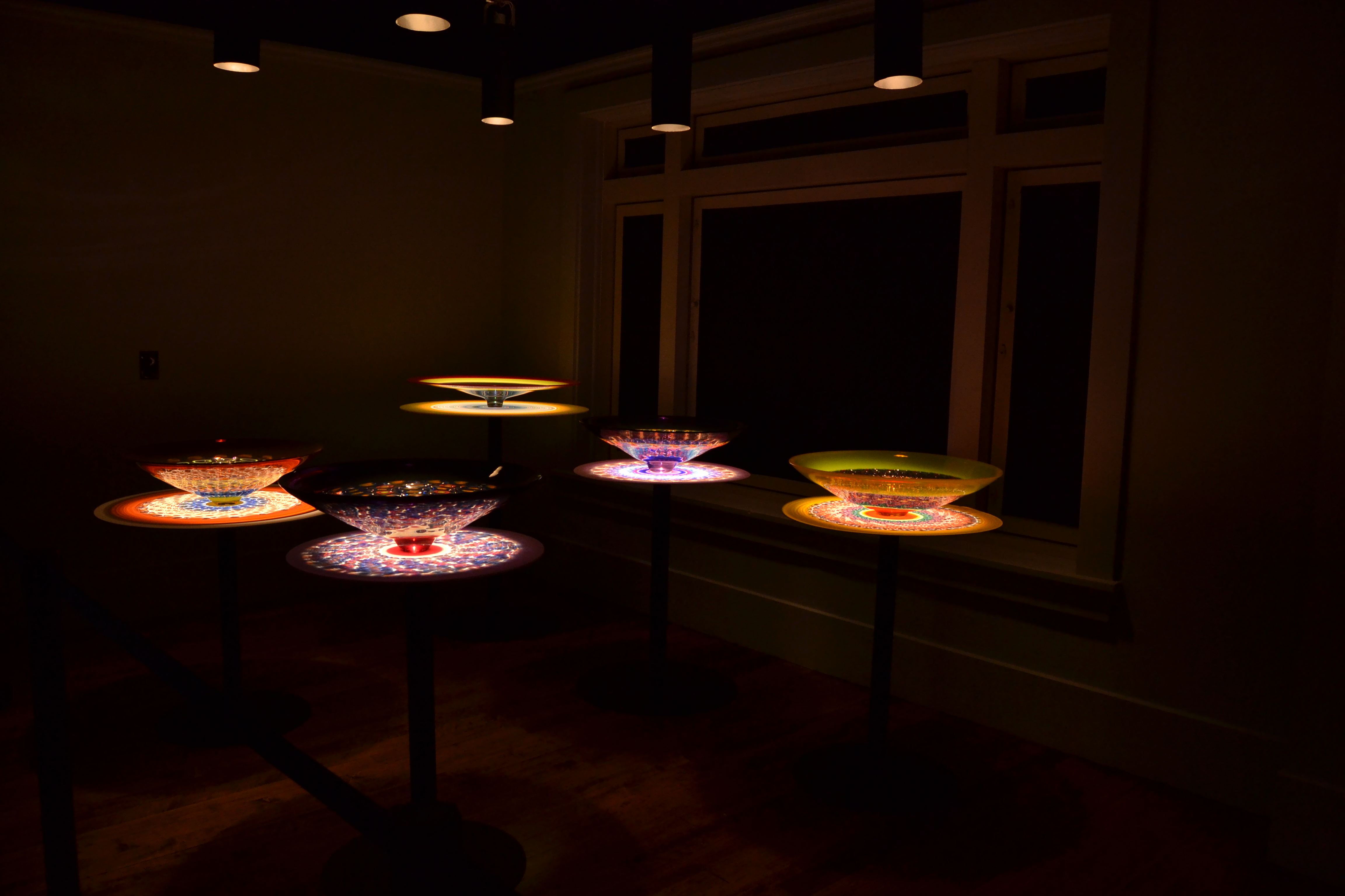 A vibrant, hand-blown glass bowl from Stephen Rolfe Powell's