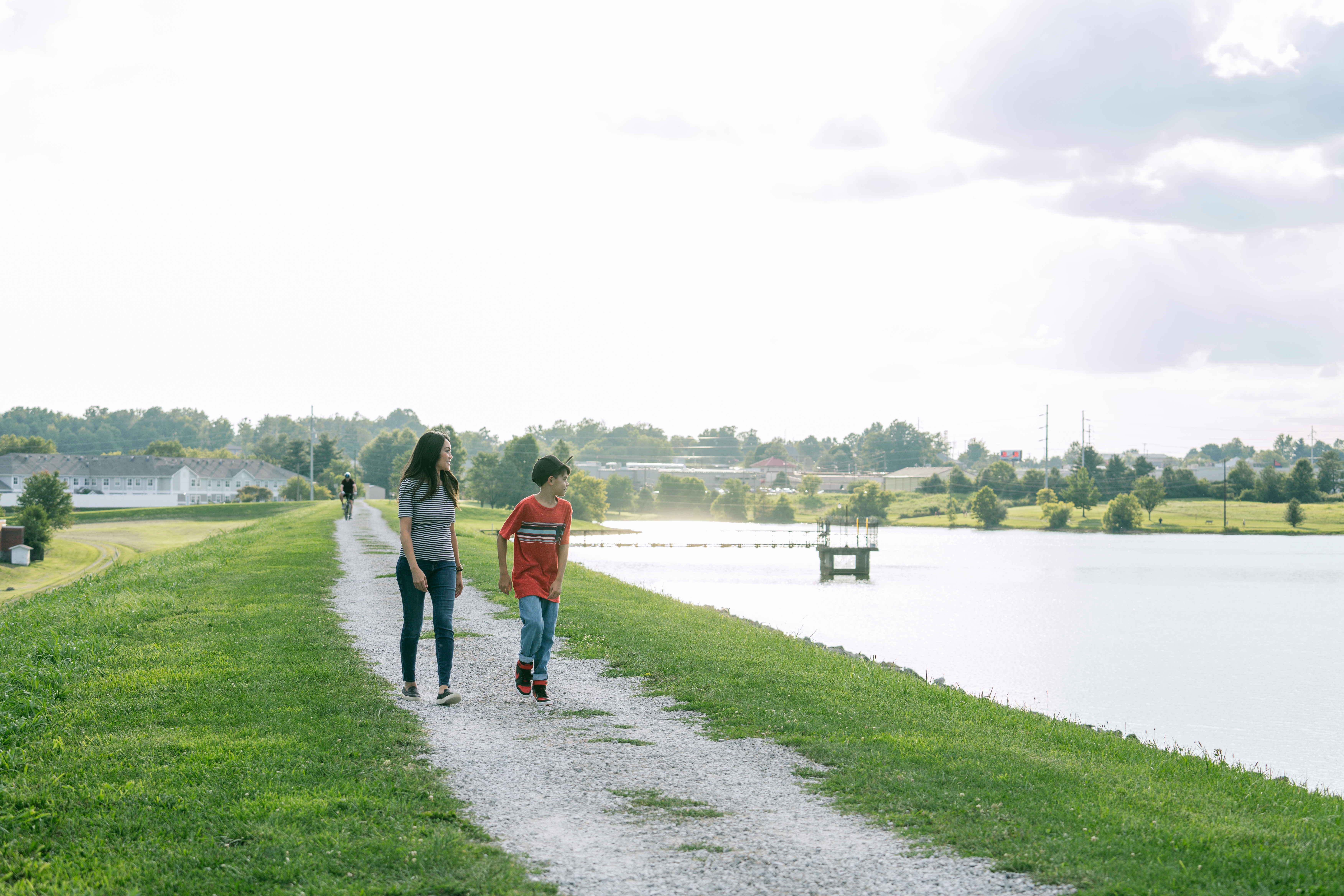 Hiking in Freeman Lake Park. 