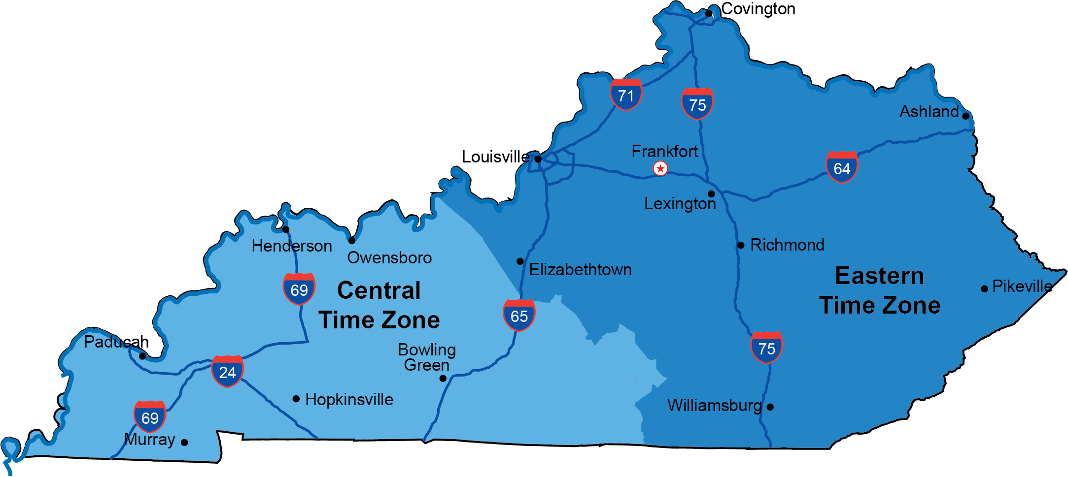 Kentucky Time Zones Map